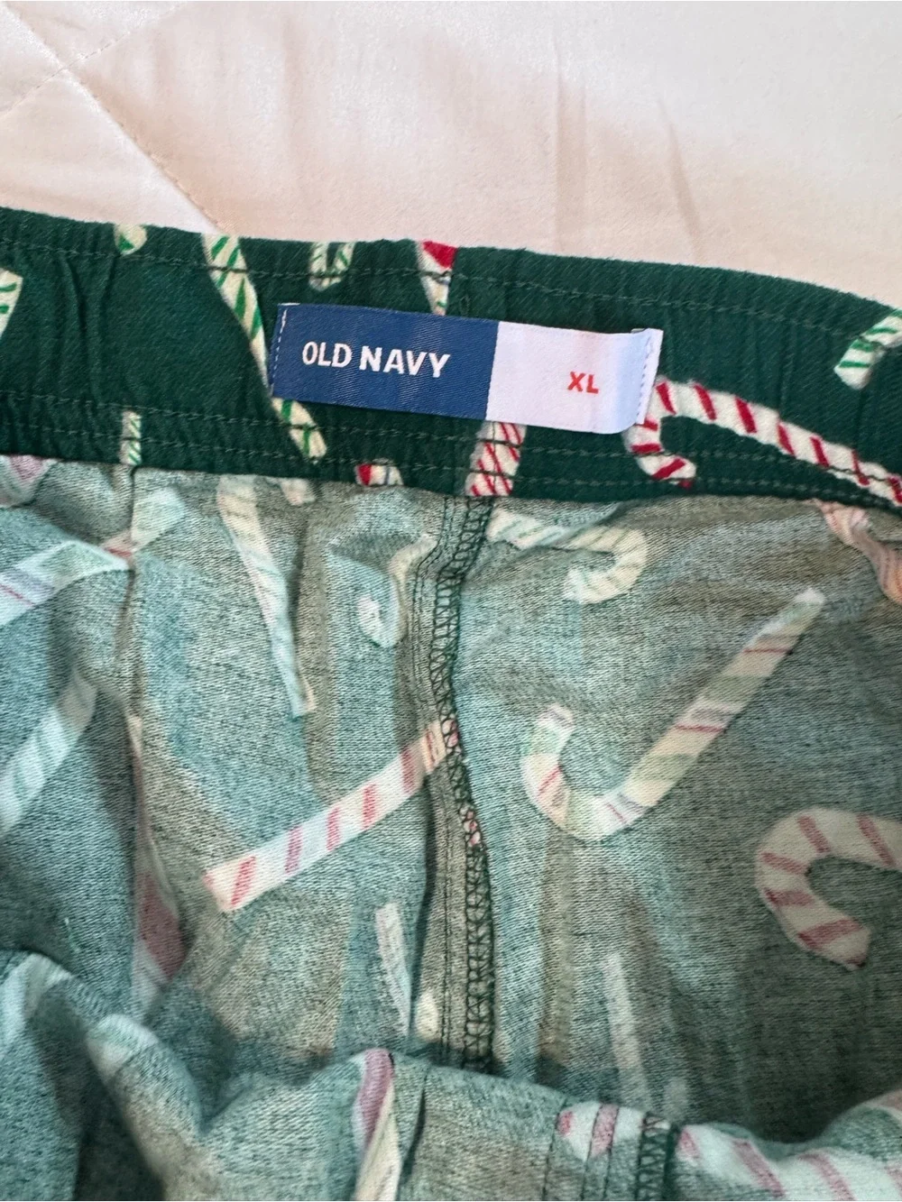 Unisex Holiday Candy Cane Print Bottoms - Green
